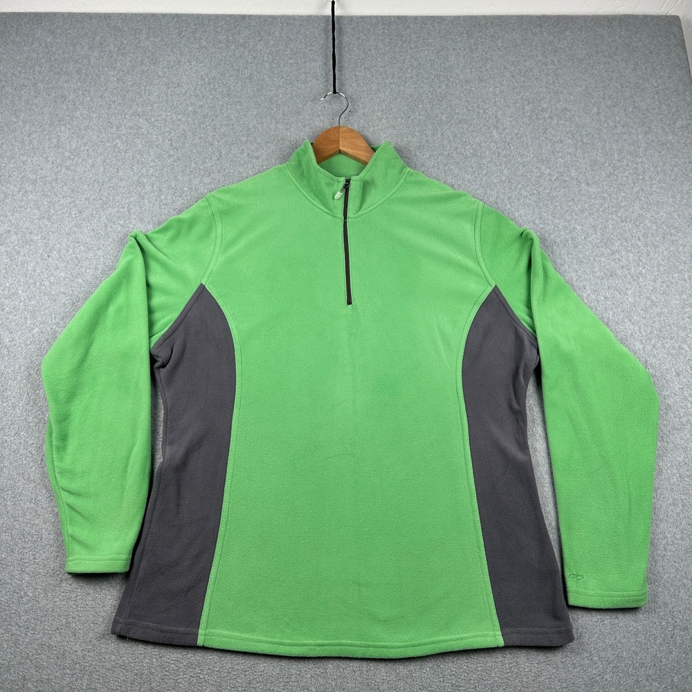 C9 by Champion Fleece Pullover Womens XXL Green Grey 1/4 Zip Mock Neck Active